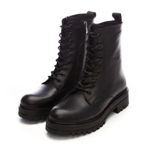 BBrew Black Leather Women Moda In Pelle Ankle Boots