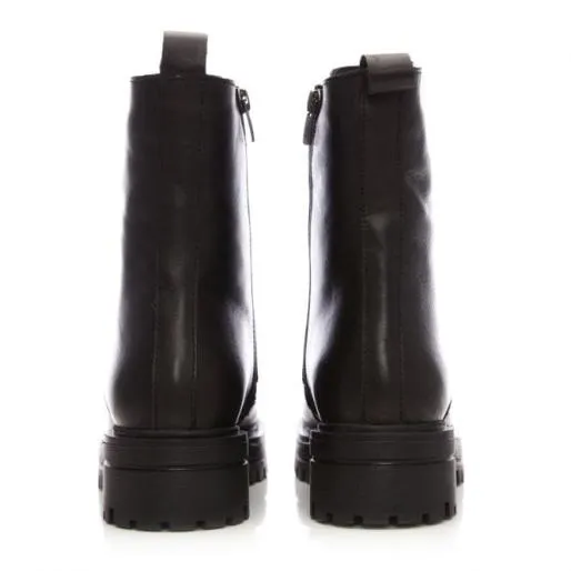 BBrew Black Leather Women Moda In Pelle Ankle Boots