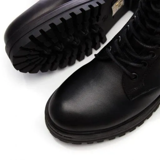 BBrew Black Leather Women Moda In Pelle Ankle Boots
