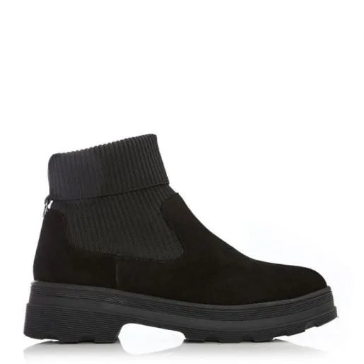 B Collins Black Suede Women Moda In Pelle Ankle Boots