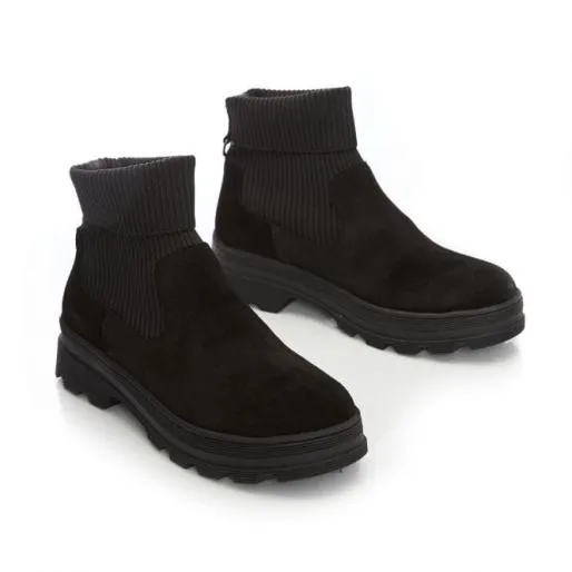 B Collins Black Suede Women Moda In Pelle Ankle Boots B Collins Black Suede Women Moda In Pelle Ankle Boots