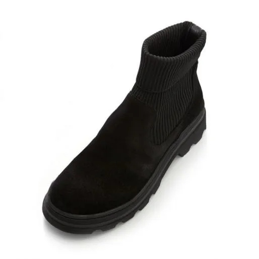 B Collins Black Suede Women Moda In Pelle Ankle Boots B Collins Black Suede Women Moda In Pelle Ankle Boots