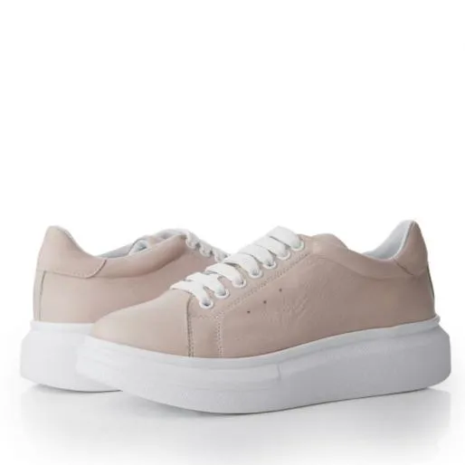 BDreami Nude Leather Women Moda In Pelle Platform Trainers