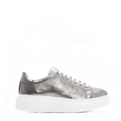 BDreami Pewter Leather Women Moda In Pelle Platform Trainers