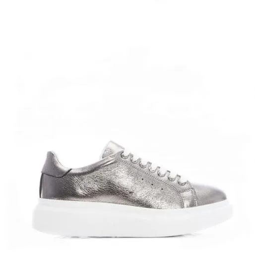 BDreami Pewter Leather Women Moda In Pelle Platform Trainers BDreami Pewter Leather Women Moda In Pelle Platform Trainers