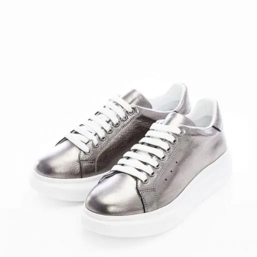 BDreami Pewter Leather Women Moda In Pelle Platform Trainers BDreami Pewter Leather Women Moda In Pelle Platform Trainers