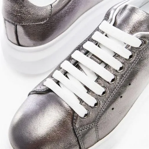 BDreami Pewter Leather Women Moda In Pelle Platform Trainers BDreami Pewter Leather Women Moda In Pelle Platform Trainers