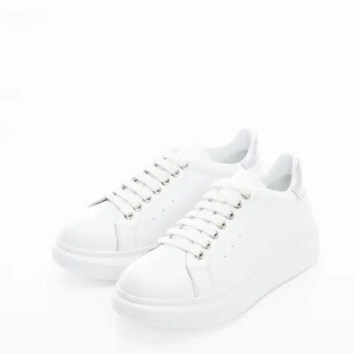 BDreami White 8211 Silver Leather Women Moda In Pelle Platform Trainers