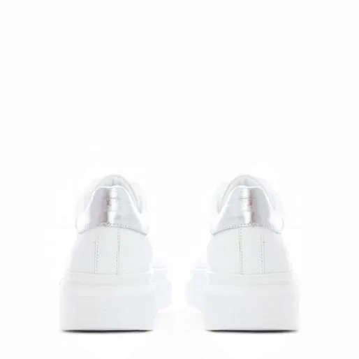 BDreami White 8211 Silver Leather Women Moda In Pelle Platform Trainers