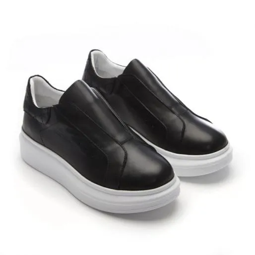 BFrankel Black Leather Women Moda In Pelle Platform Trainers BFrankel Black Leather Women Moda In Pelle Platform Trainers