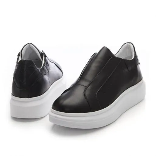 BFrankel Black Leather Women Moda In Pelle Platform Trainers BFrankel Black Leather Women Moda In Pelle Platform Trainers