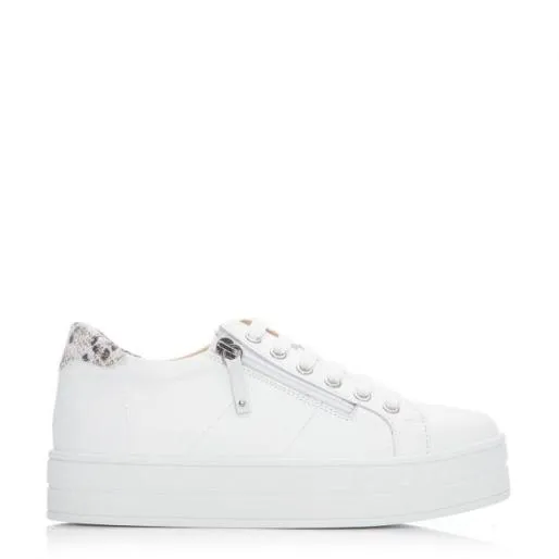 BGlazie White 8211 Snake Leather Women Moda In Pelle Platform Trainers