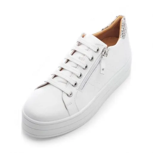 BGlazie White 8211 Snake Leather Women Moda In Pelle Platform Trainers