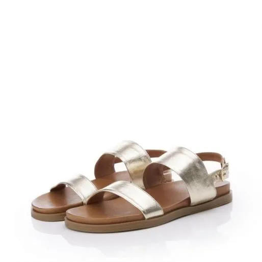 BJune Gold Leather Women Moda In Pelle Flat Sandals BJune Gold Leather Women Moda In Pelle Flat Sandals