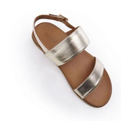 BJune Gold Leather Women Moda In Pelle Flat Sandals BJune Gold Leather Women Moda In Pelle Flat Sandals