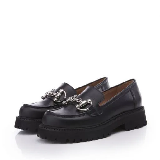BKeegan Black Leather Women Moda In Pelle Brogues And Loafers