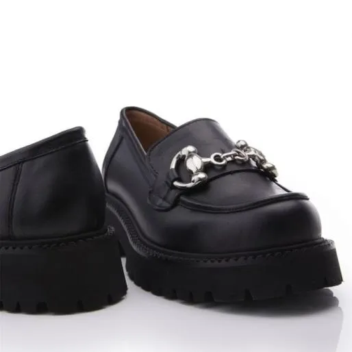 BKeegan Black Leather Women Moda In Pelle Brogues And Loafers