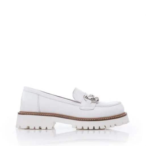BKeegan White Leather Women Moda In Pelle Brogues And Loafers