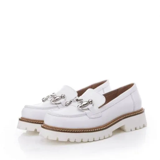 BKeegan White Leather Women Moda In Pelle Brogues And Loafers BKeegan White Leather Women Moda In Pelle Brogues And Loafers