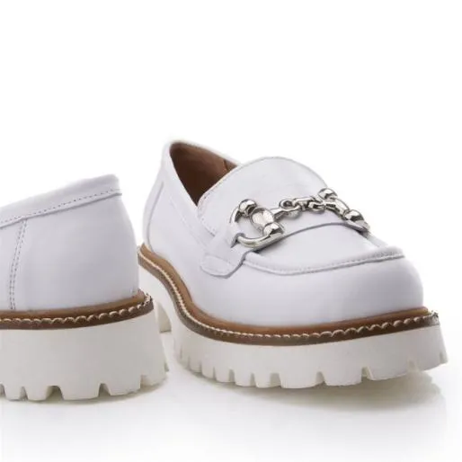 BKeegan White Leather Women Moda In Pelle Brogues And Loafers BKeegan White Leather Women Moda In Pelle Brogues And Loafers