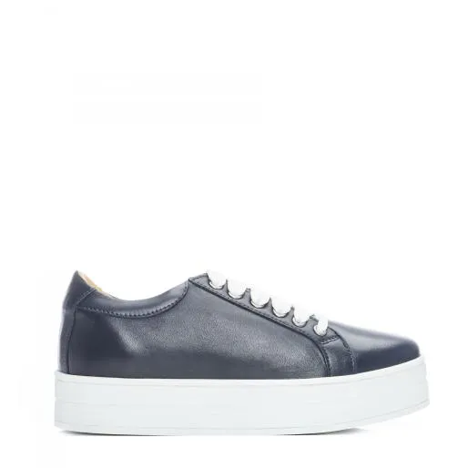 BKendall Navy Leather Women Moda In Pelle Platform Trainers