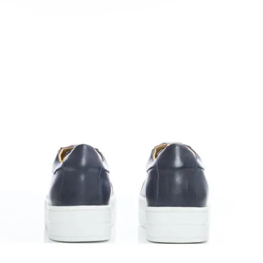BKendall Navy Leather Women Moda In Pelle Platform Trainers