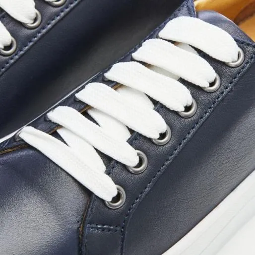 BKendall Navy Leather Women Moda In Pelle Platform Trainers