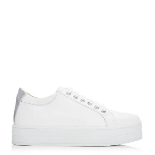 BKendall White 8211 Silver Leather Women Moda In Pelle Platform Trainers