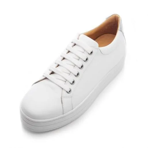 BKendall White 8211 Silver Leather Women Moda In Pelle Platform Trainers