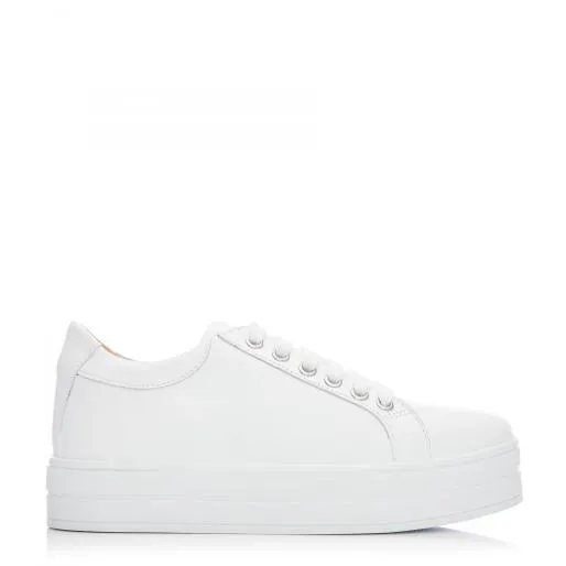 BKendall White Leather Women Moda In Pelle Platform Trainers