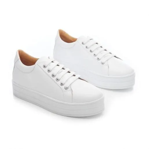 BKendall White Leather Women Moda In Pelle Platform Trainers BKendall White Leather Women Moda In Pelle Platform Trainers