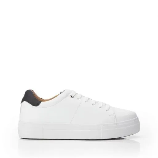BNoho White Black Leather Women Moda In Pelle Platform Trainers