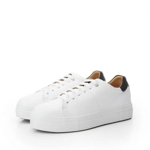 BNoho White Black Leather Women Moda In Pelle Platform Trainers