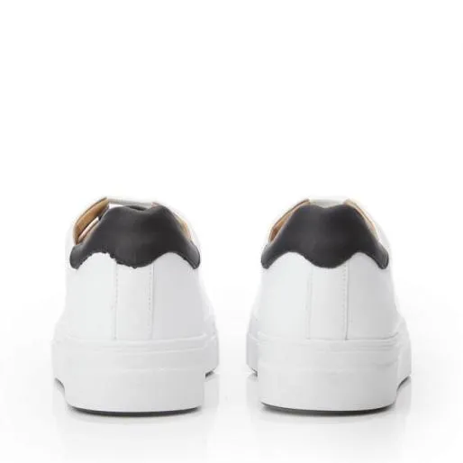 BNoho White Black Leather Women Moda In Pelle Platform Trainers