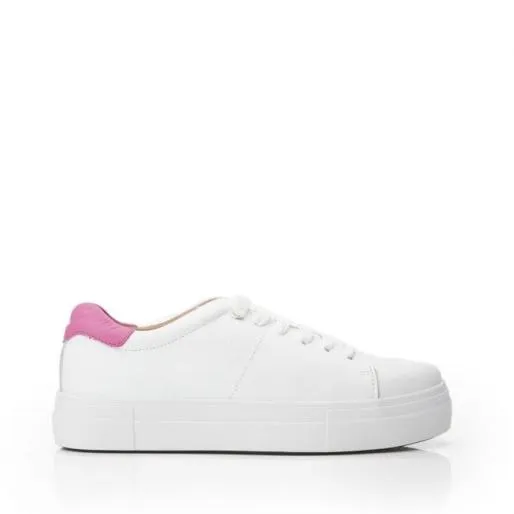BNoho White Pink Leather Women Moda In Pelle Platform Trainers