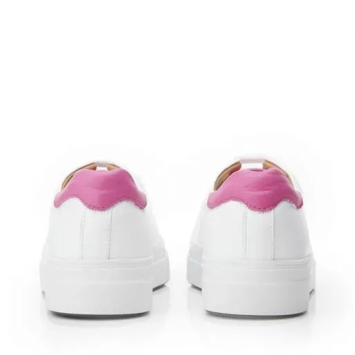 BNoho White Pink Leather Women Moda In Pelle Platform Trainers BNoho White Pink Leather Women Moda In Pelle Platform Trainers