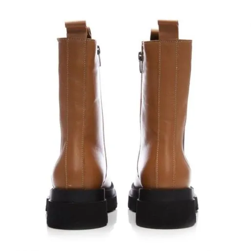 BPuncher Tan Leather Women Moda In Pelle Leather Boots