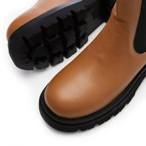 BPuncher Tan Leather Women Moda In Pelle Leather Boots