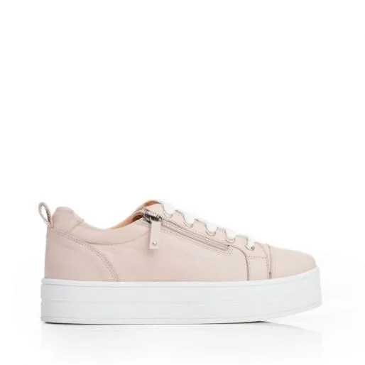BVisti Nude Leather Women Moda In Pelle Platform Trainers
