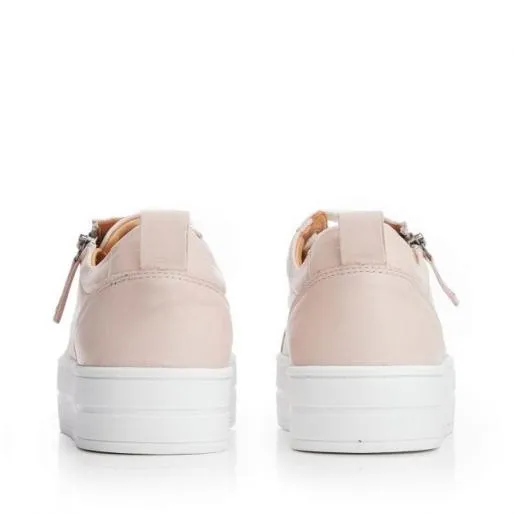 BVisti Nude Leather Women Moda In Pelle Platform Trainers