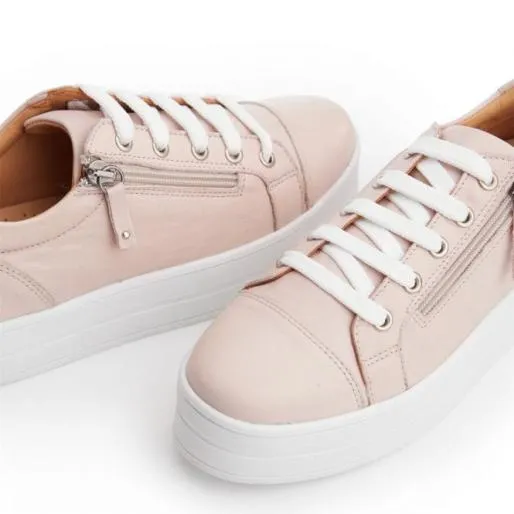 BVisti Nude Leather Women Moda In Pelle Platform Trainers