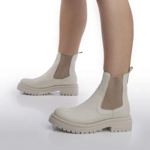 BWaya White Leather Women Moda In Pelle Ankle Boots BWaya White Leather Women Moda In Pelle Ankle Boots