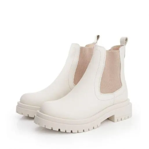 BWaya White Leather Women Moda In Pelle Ankle Boots BWaya White Leather Women Moda In Pelle Ankle Boots