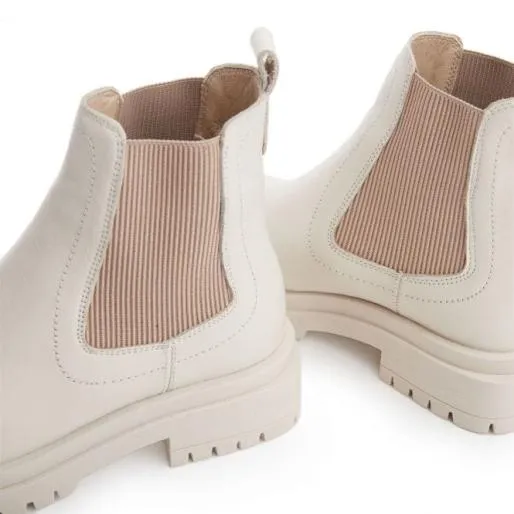 BWaya White Leather Women Moda In Pelle Ankle Boots BWaya White Leather Women Moda In Pelle Ankle Boots