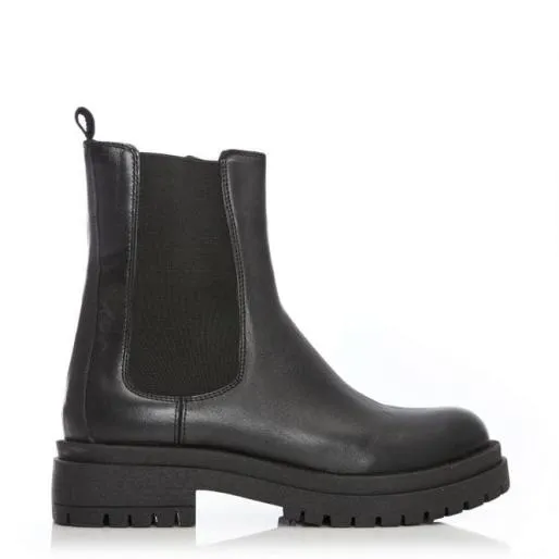 B Wolfie Black Leather Women Moda In Pelle Ankle Boots