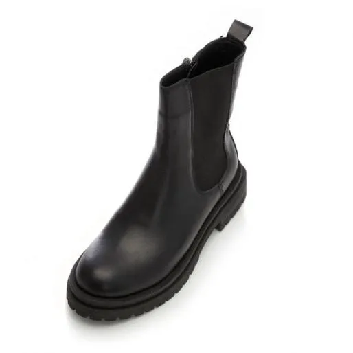 B Wolfie Black Leather Women Moda In Pelle Ankle Boots