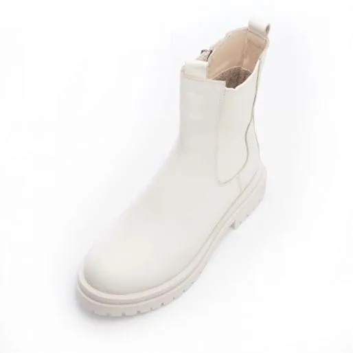 BWolfie White Leather Women Moda In Pelle Chunky Boots BWolfie White Leather Women Moda In Pelle Chunky Boots