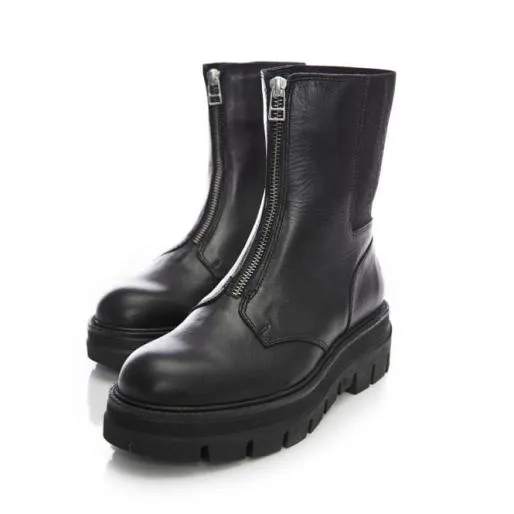BZippie Black Leather Women Moda In Pelle Chunky Boots BZippie Black Leather Women Moda In Pelle Chunky Boots