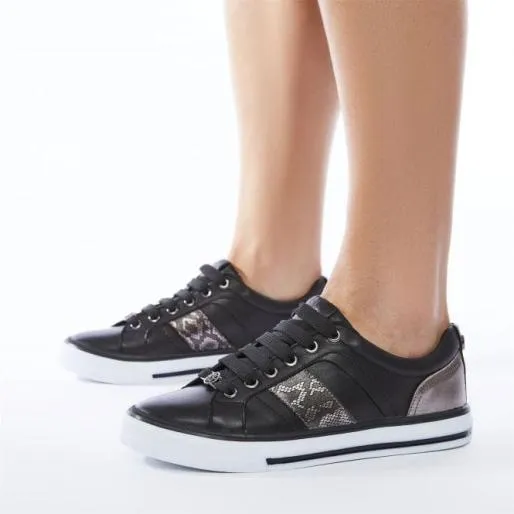 Babette Black Leather Women Moda In Pelle Casual Trainers Babette Black Leather Women Moda In Pelle Casual Trainers