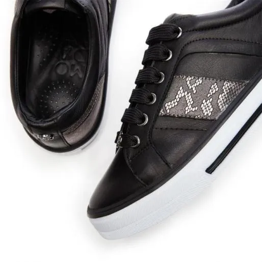 Babette Black Leather Women Moda In Pelle Casual Trainers Babette Black Leather Women Moda In Pelle Casual Trainers